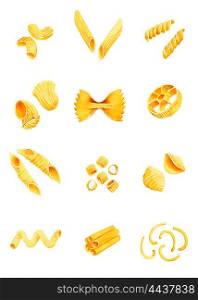 Varieties of pasta. watercolor illustration