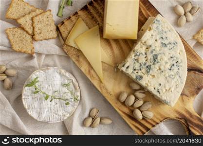 variety cheeses snacks table
