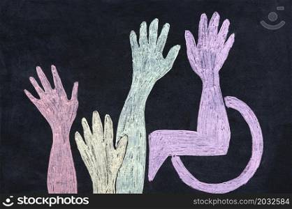 variety hand drawn hands inclusion concept