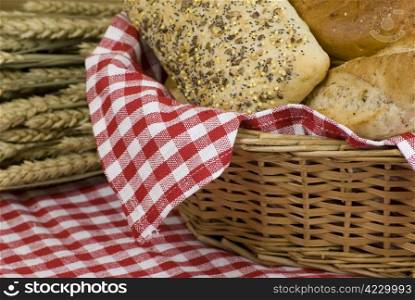variety of different freshly baked bread in baskets