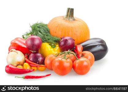 Variety of fresh vegetables isolated over white background
