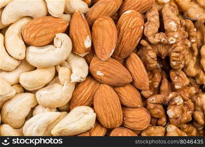 Variety of Mixed Nuts as a background - close up image
