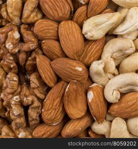 Variety of Mixed Nuts as a background - close up image