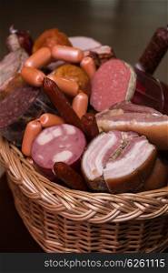 Variety of sausage products. Variety of sausage products. close-up