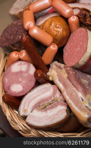 Variety of sausage products. Variety of sausage products. close-up