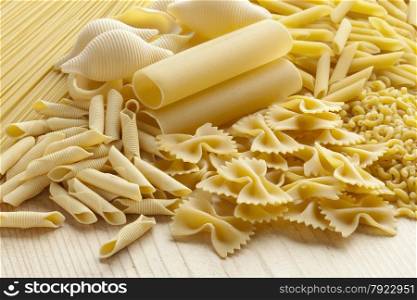 Variety of traditional Italian pasta
