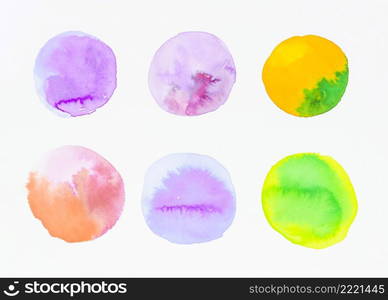 variety watercolor circles white background