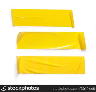 various adhesive tape pieces on white background. Each one is shot separately, including Clipping Path