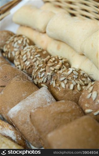 various baked bread buns