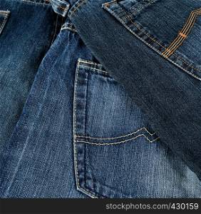 various blue jeans, back pocket, full frame