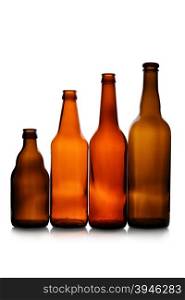 Various bottles isolated over the white background