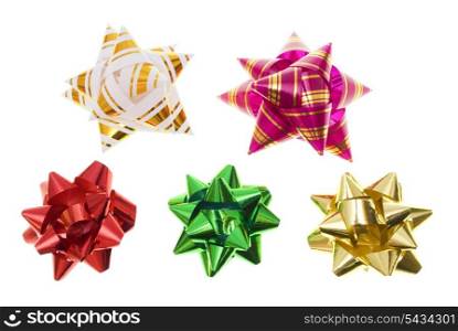 various bows is decoration for presents - isolated on white
