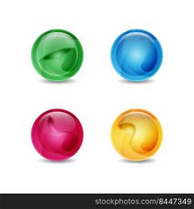 Various color illustration of 3d Glass Ball with shinny abstract themes. vector graphic design