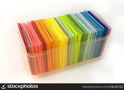 Various color shits of paper stack on white background