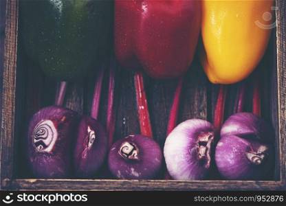 Various colorful vegetables in a basket