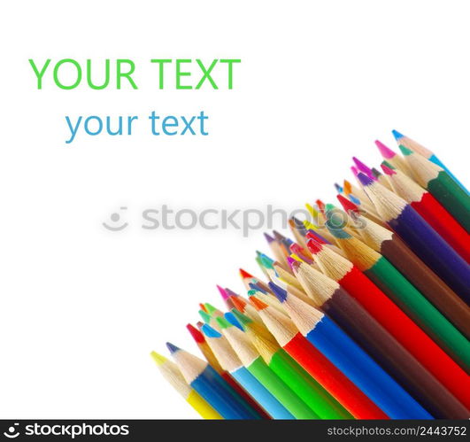 Various colour pencils isolated on the white