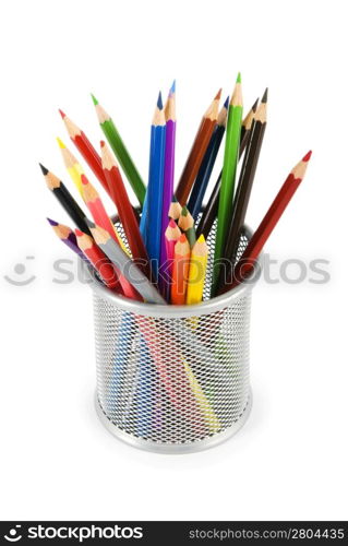 Various colour pencils isolated on the white