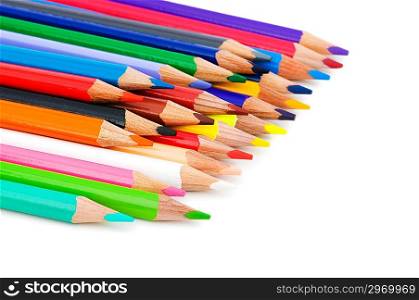Various colour pencils isolated on the white