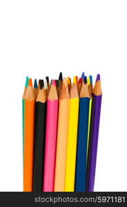 Various colour pencils isolated on the white