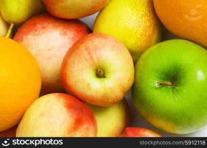 Various colourful fruits arranged at the market