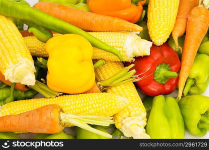 Various colourful vegetables arranges at the market