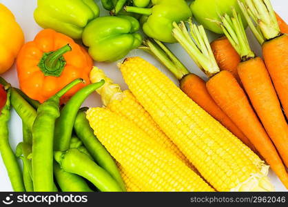 Various colourful vegetables arranges at the market