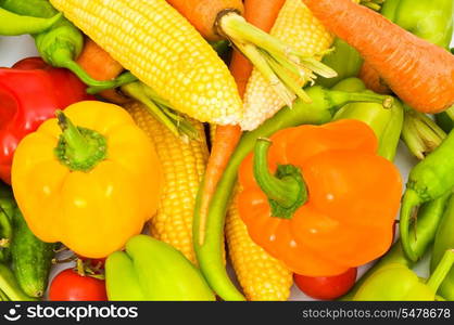 Various colourful vegetables arranges at the market