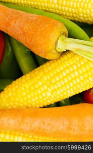 Various colourful vegetables arranges at the market