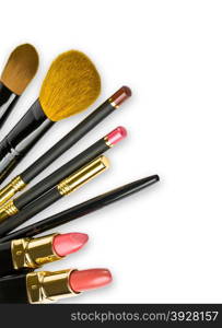 Various Cosmetics on white background