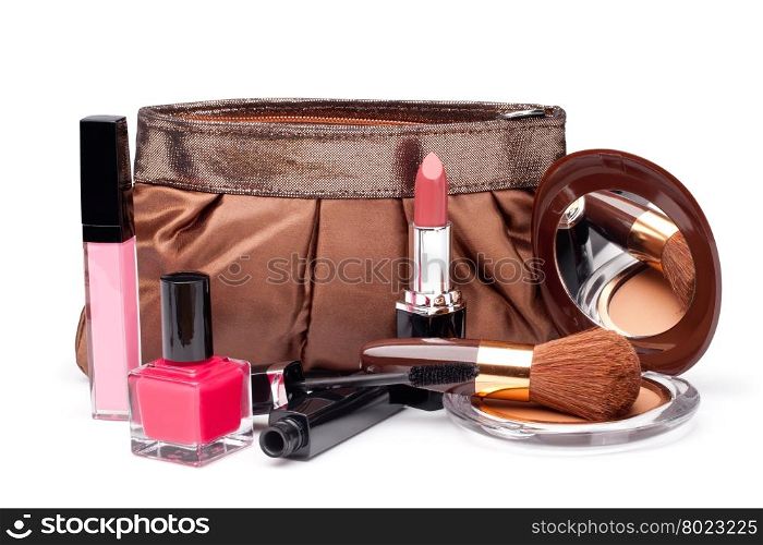 Various Cosmetics. Various Cosmetics on white background