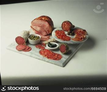 various cured meats