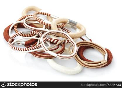 Various elastic band isolated on white background