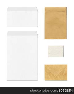 various envelopes mockup template isolated on white background