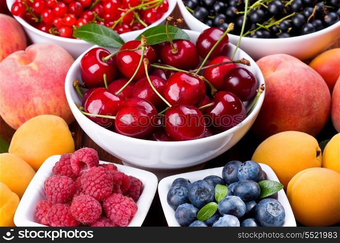 various fresh fruits and berries