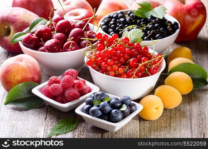 various fresh fruits and berries