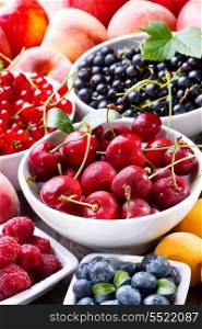 various fresh fruits and berries