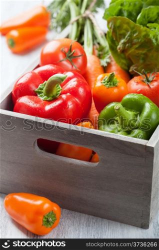 various fresh vegetable in box