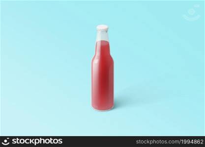 Various Fruit Soda bottle, non-alcoholic drink with water drops isolated on toscha background. 3d rendering, suitable for your design project.