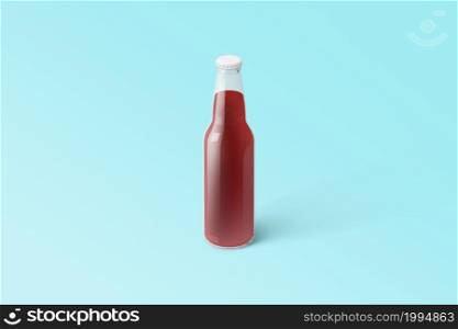 Various Fruit Soda bottle, non-alcoholic drink with water drops isolated on toscha background. 3d rendering, suitable for your design project.