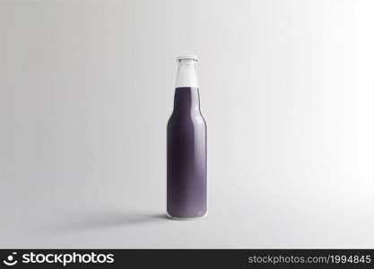 Various Fruit Soda bottle, non-alcoholic drink with water drops isolated on white background. 3d rendering, suitable for your design project.