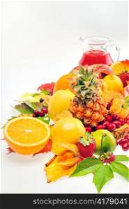 various fruits and juice