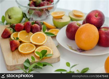 Various fruits, Eating Health care and Healthy concept