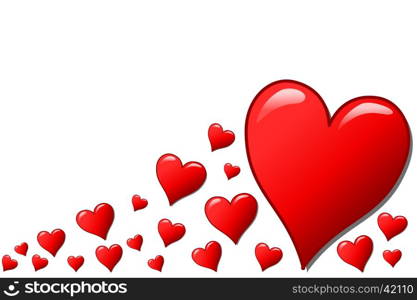 Various hearts in different sizes, isolated on white