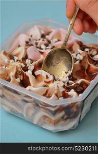 Various ice cream in spoon