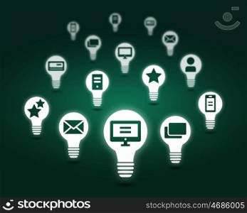 Various interface icons. Conceptual background image with many icons of applications