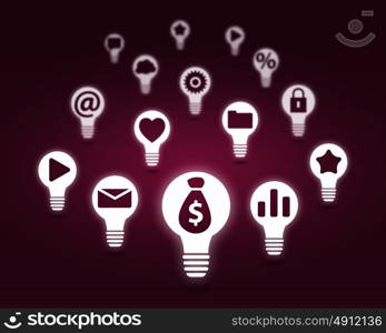 Various interface icons. Conceptual background image with many icons of applications