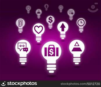 Various interface icons. Conceptual background image with many icons of applications