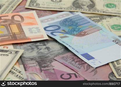 Various international paper money