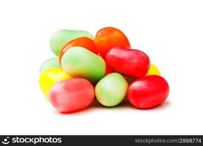 Various jelly beans isolated on the white background