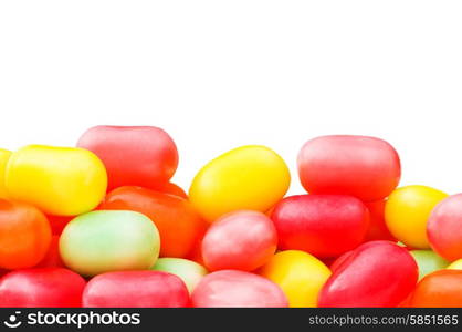 Various jelly beans isolated on the white background